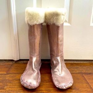 Pink Sparkle Suede Boots